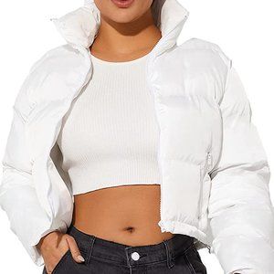 Women's Cropped Puffer in White